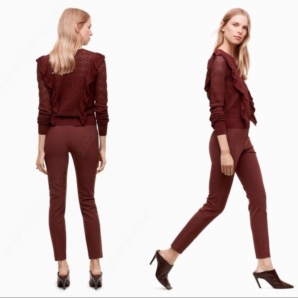 Wilfred Le Fou Laure Pant Maroon Color “Truffle” High Rise Work Business Pant 6